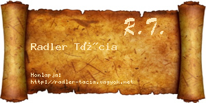 Radler Tácia névjegykártya